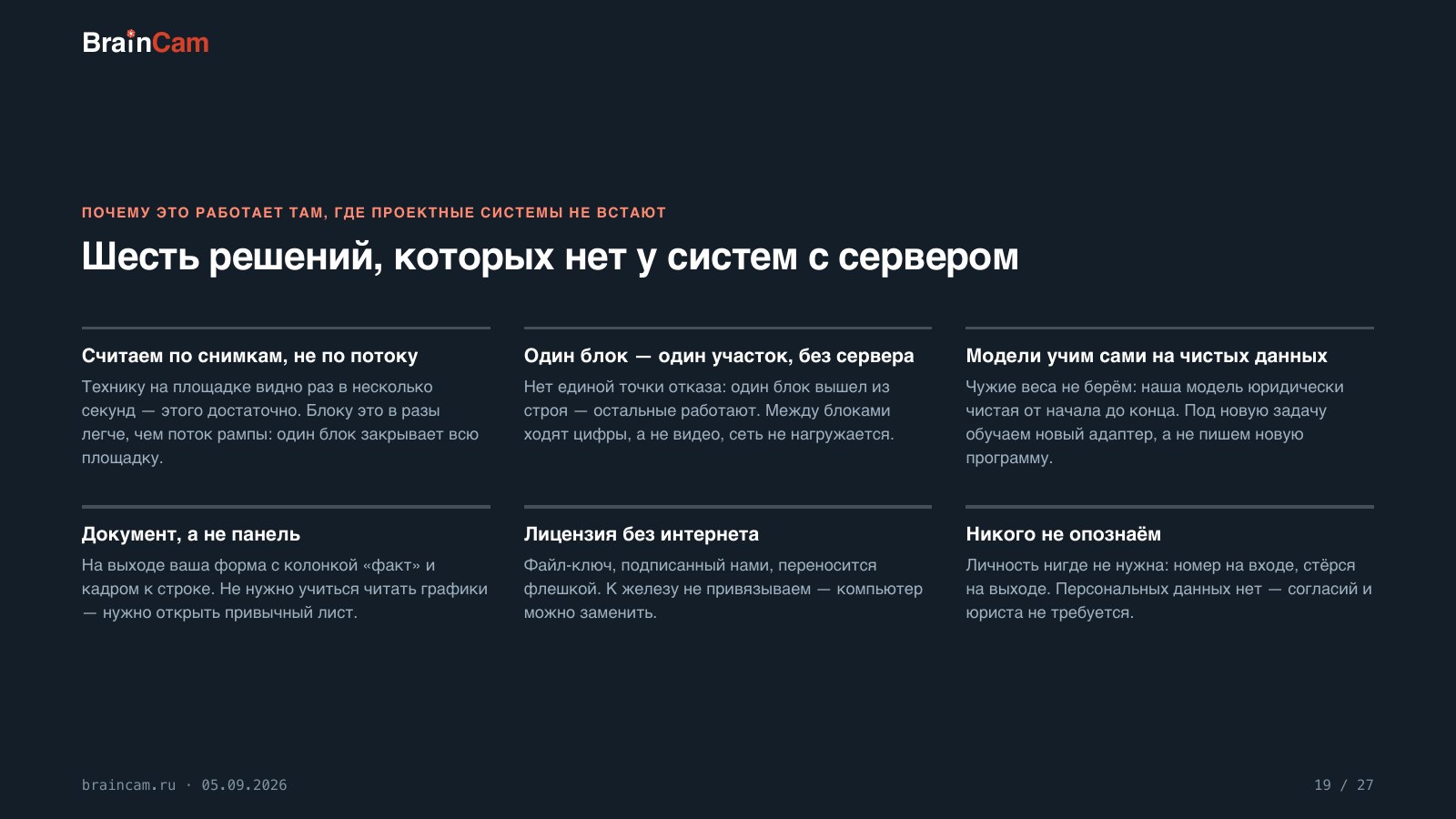 Лист 19 — Шесть решений, которых нет у систем с сервером